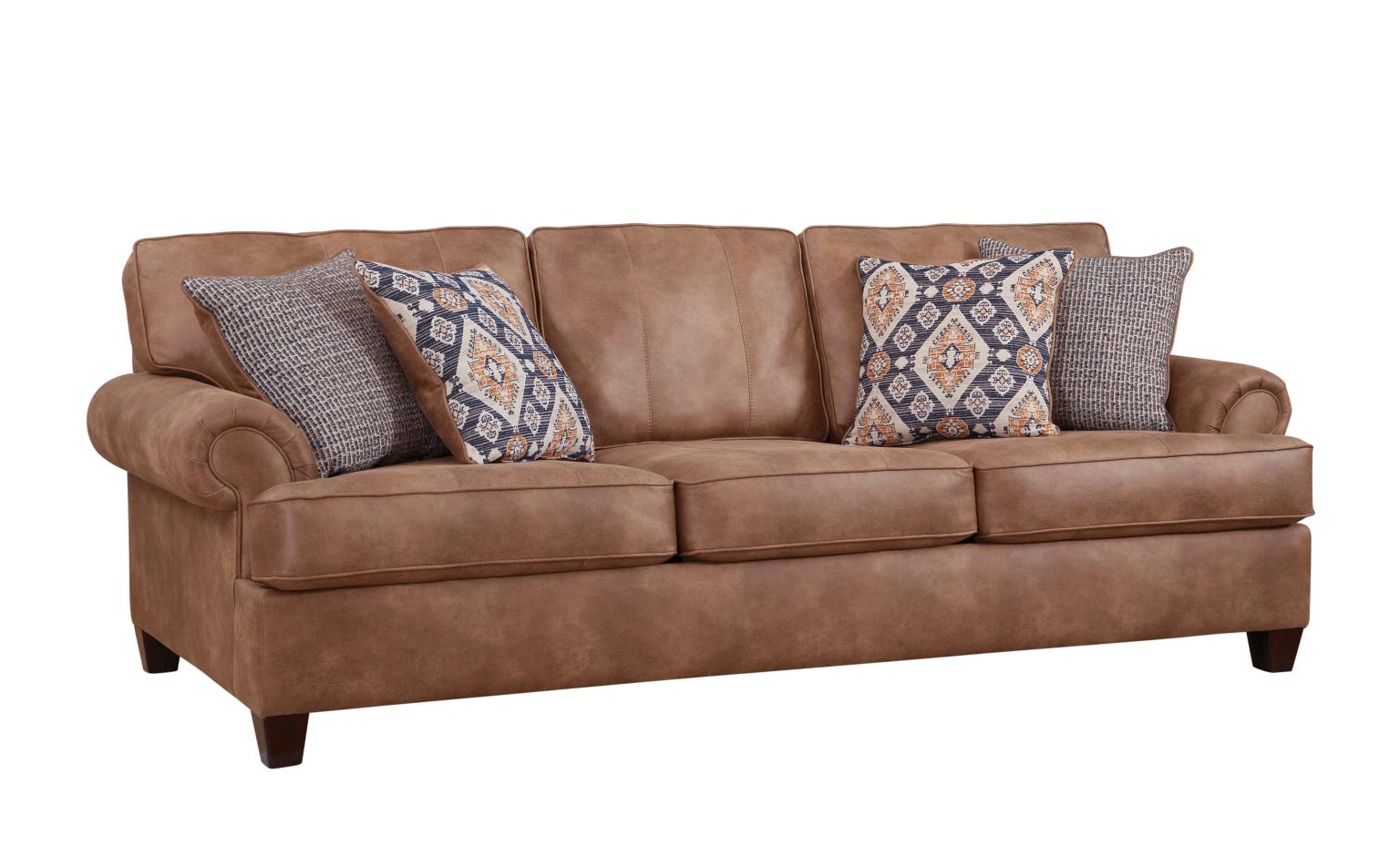 Behold Camel Sofa and Loveseat Set, side profile view