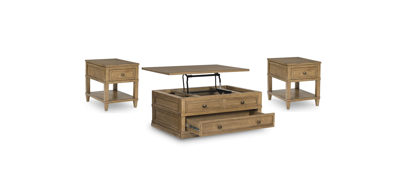 Tomiris cocktail table top open view
