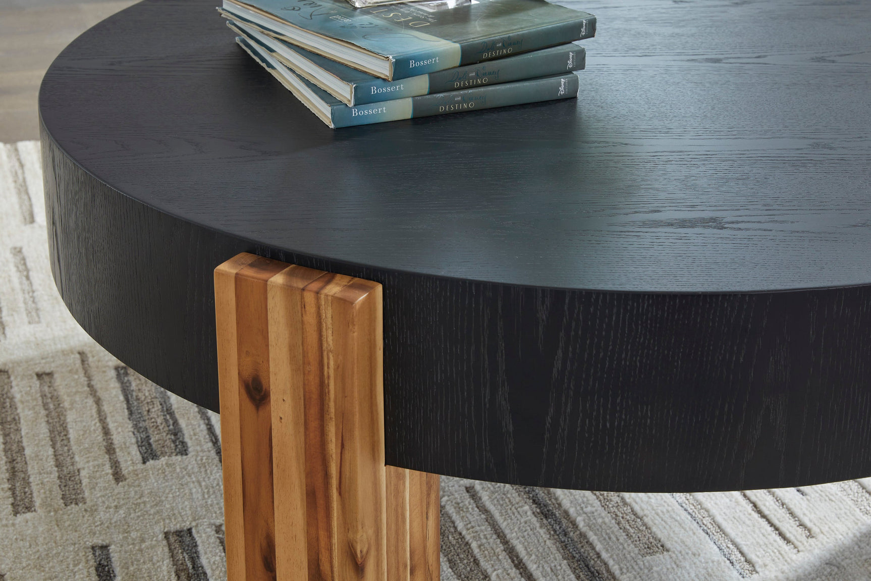 Breenmore Black and Natural Occasional Table Set arrangement