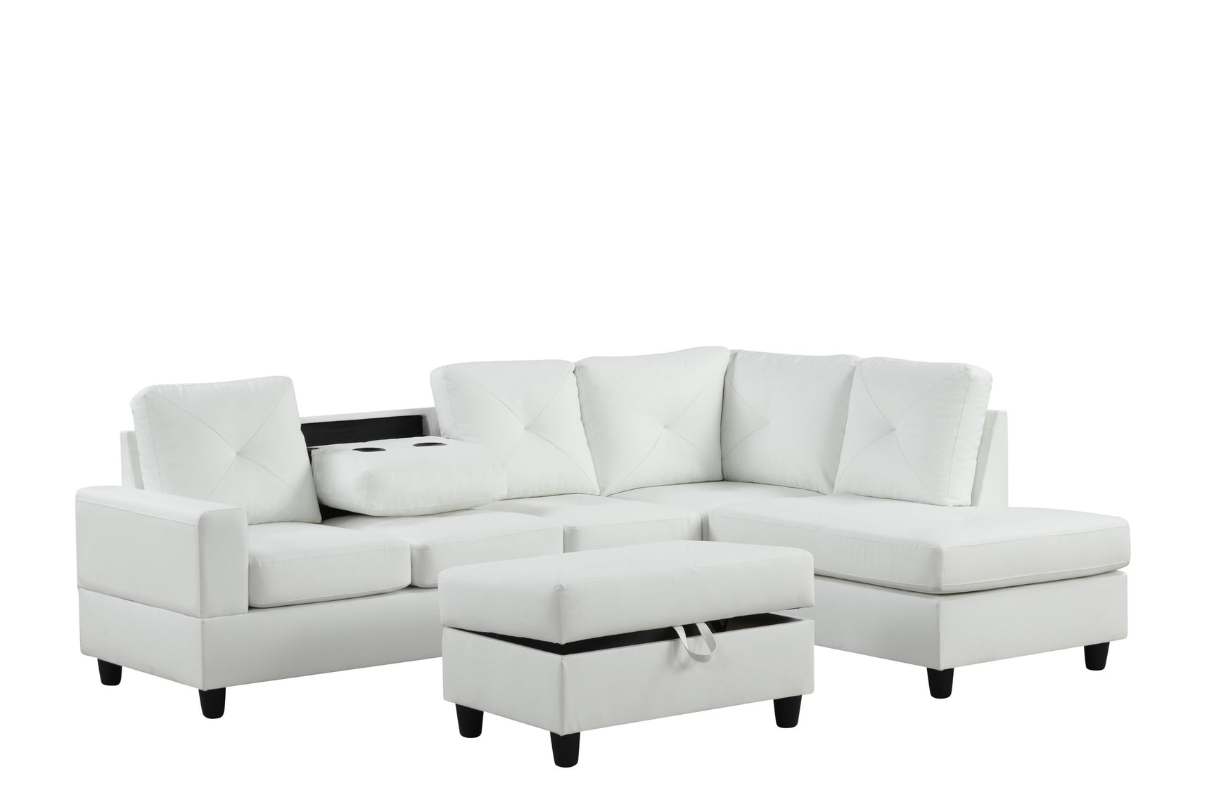 side view of Rocket White PU Reversible Sectional sectional sofa