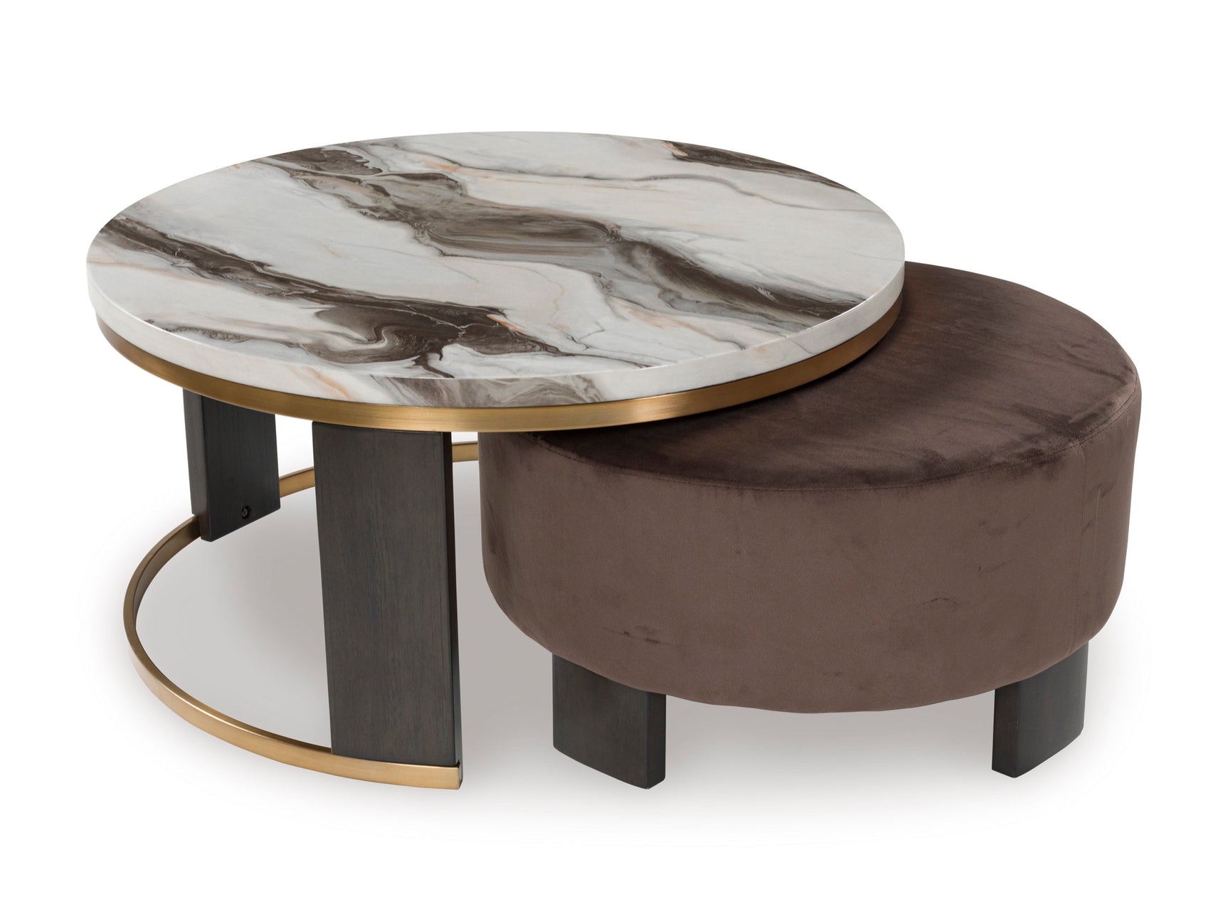Jazmore Brown/Brass Finish Nesting Cocktail Tables