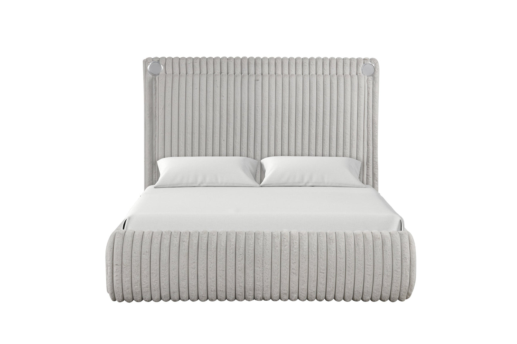 Diana gray upholstered platform bed headboard