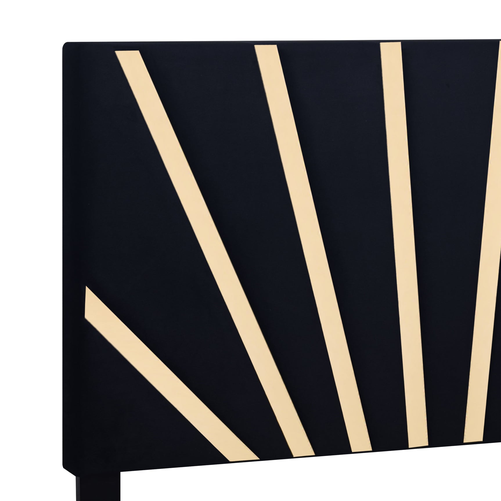 Nico black velvet upholstered queen platform bed angled view