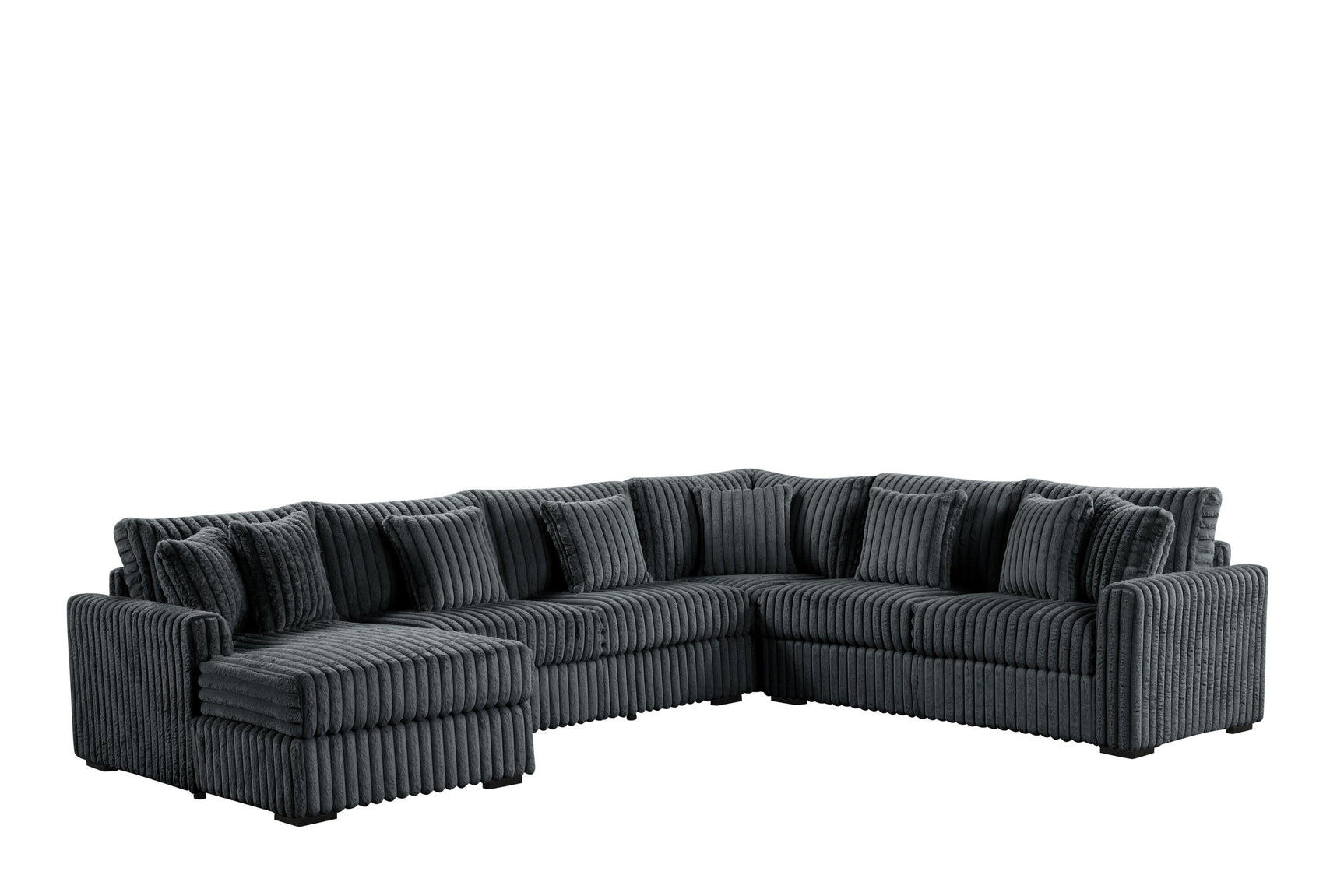 side view of Solana Charcoal Fabric Sectional sectional sofa