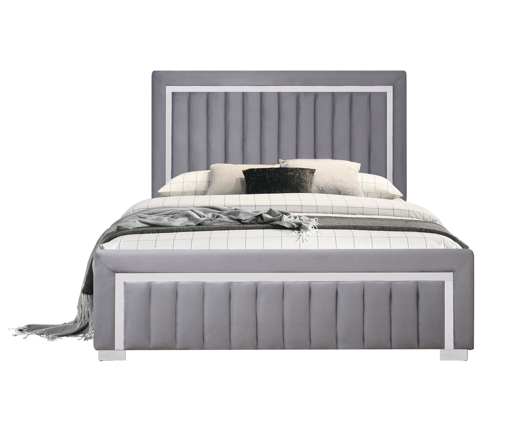 Heindal Gray Upholstered Panel Twin Bed