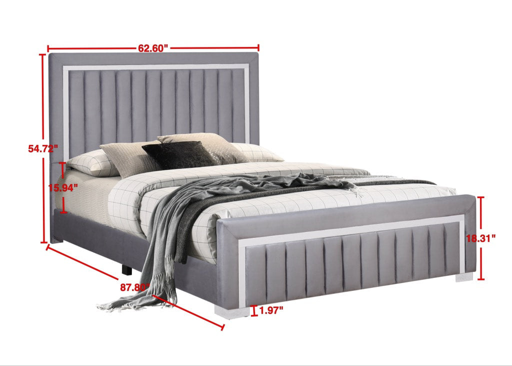 Heindal Gray Upholstered Panel Twin Bed