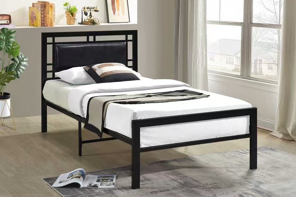 Bemia Black Metal Platform Twin Bed, close-up of metal frame