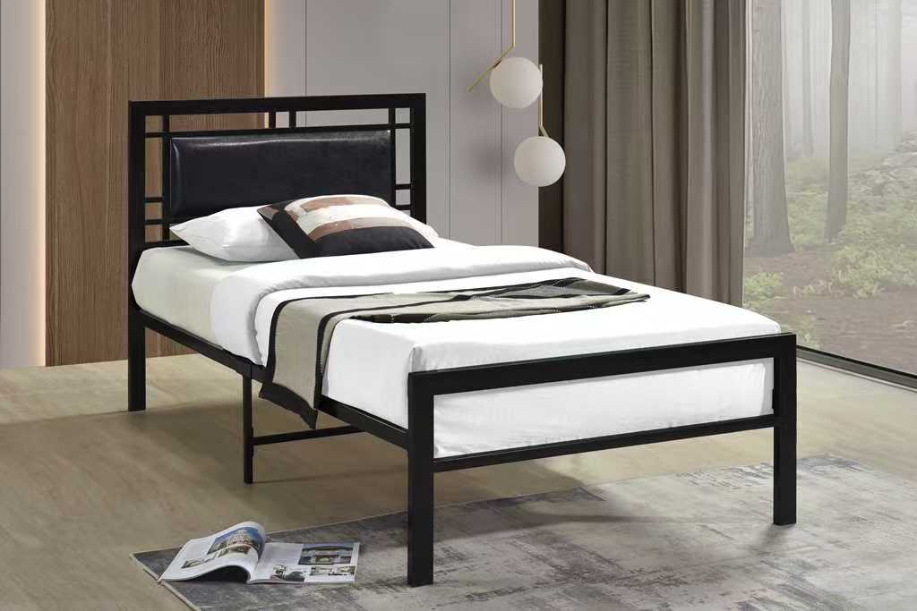 Bemia Black Metal Platform Twin Bed, side angle