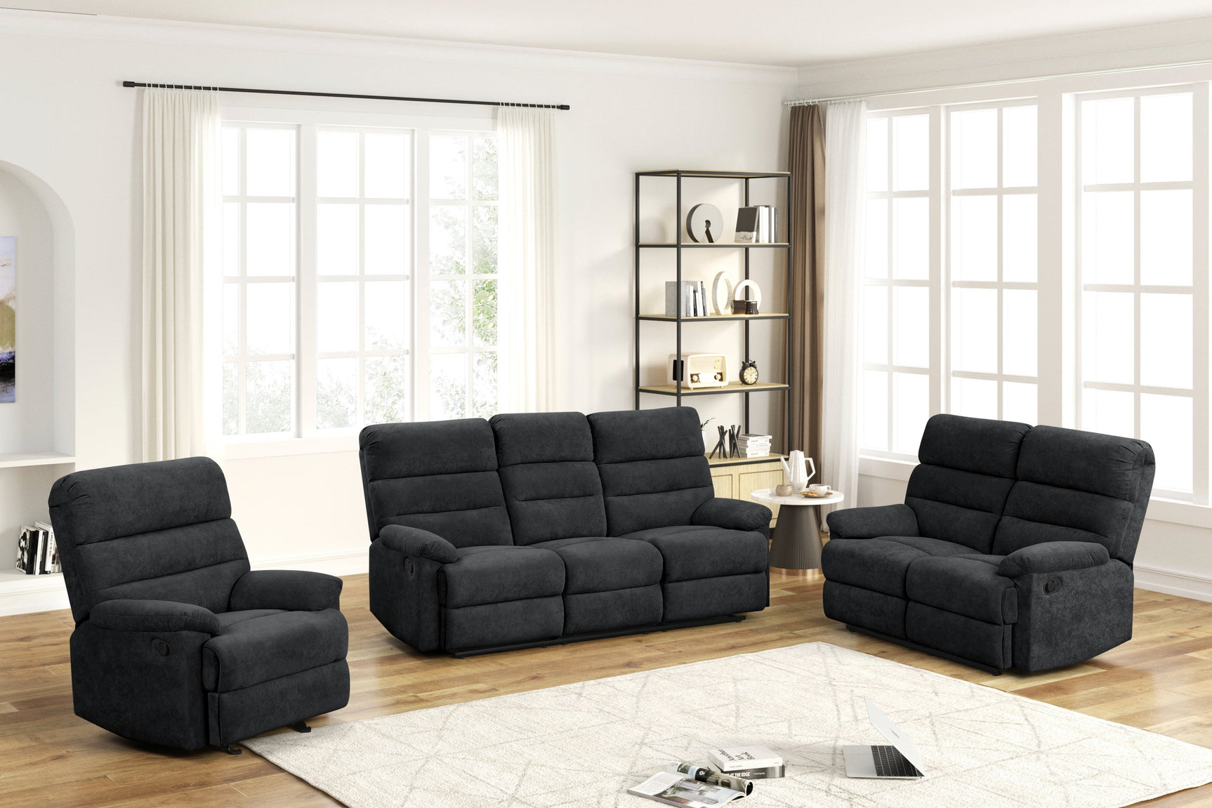 Albert black recliner chair angled view