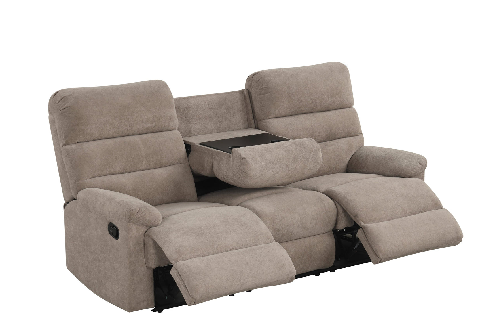 Albert mocha reclining sofa center table with cup holders