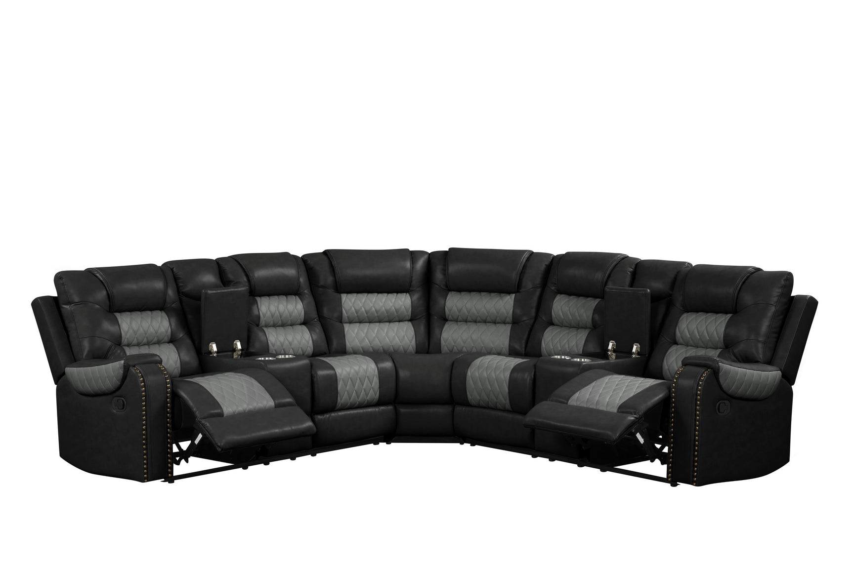 Jordon Reclining Sectional side angle showing recliner