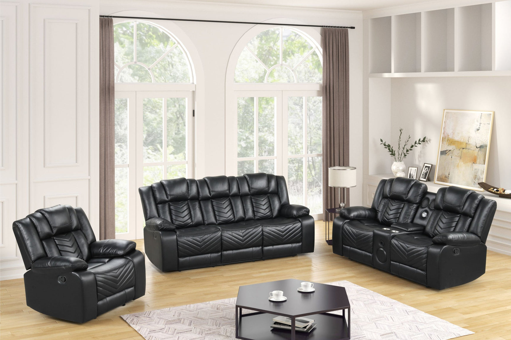 Ace Black leather gel recliner side view