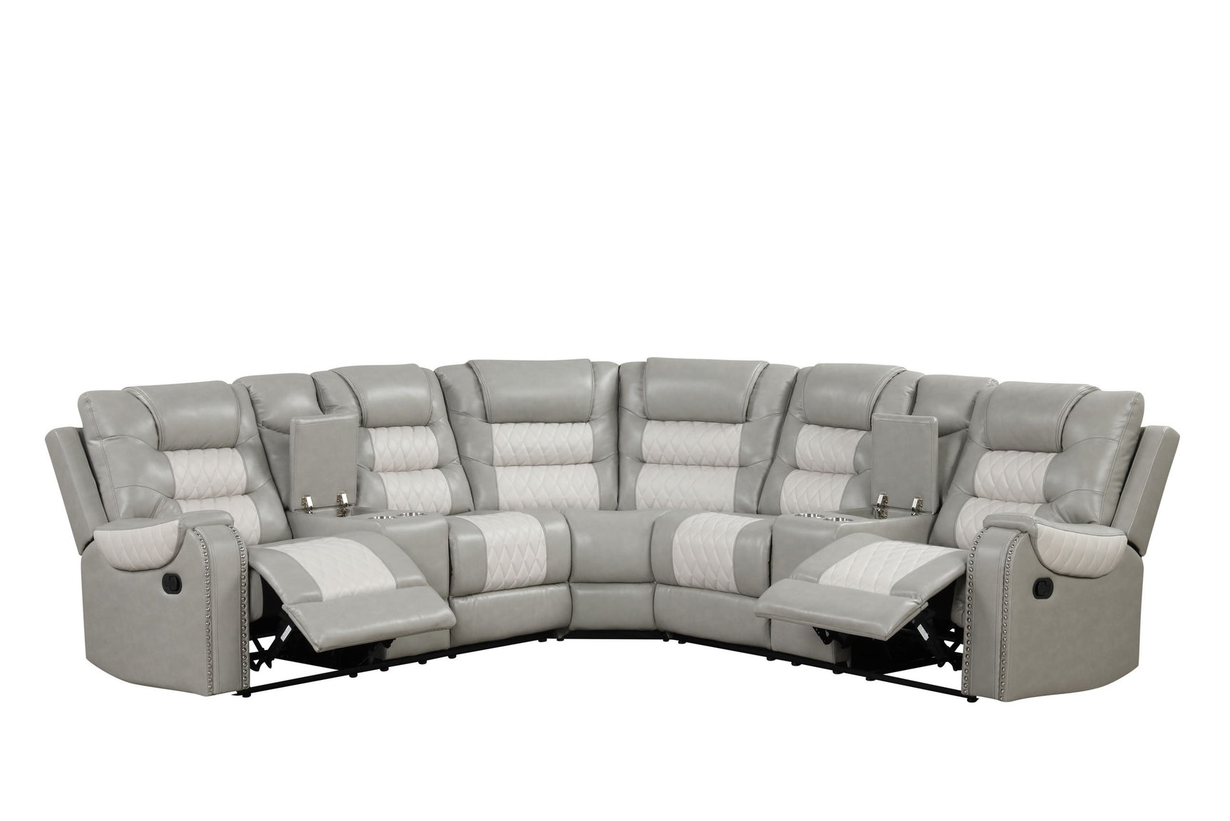 Jordon Two-Tone Reclining Sectional sofa side angle view