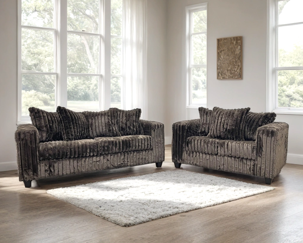 FiveTen Chocolate Velvet 2-Piece Living Room Set side view