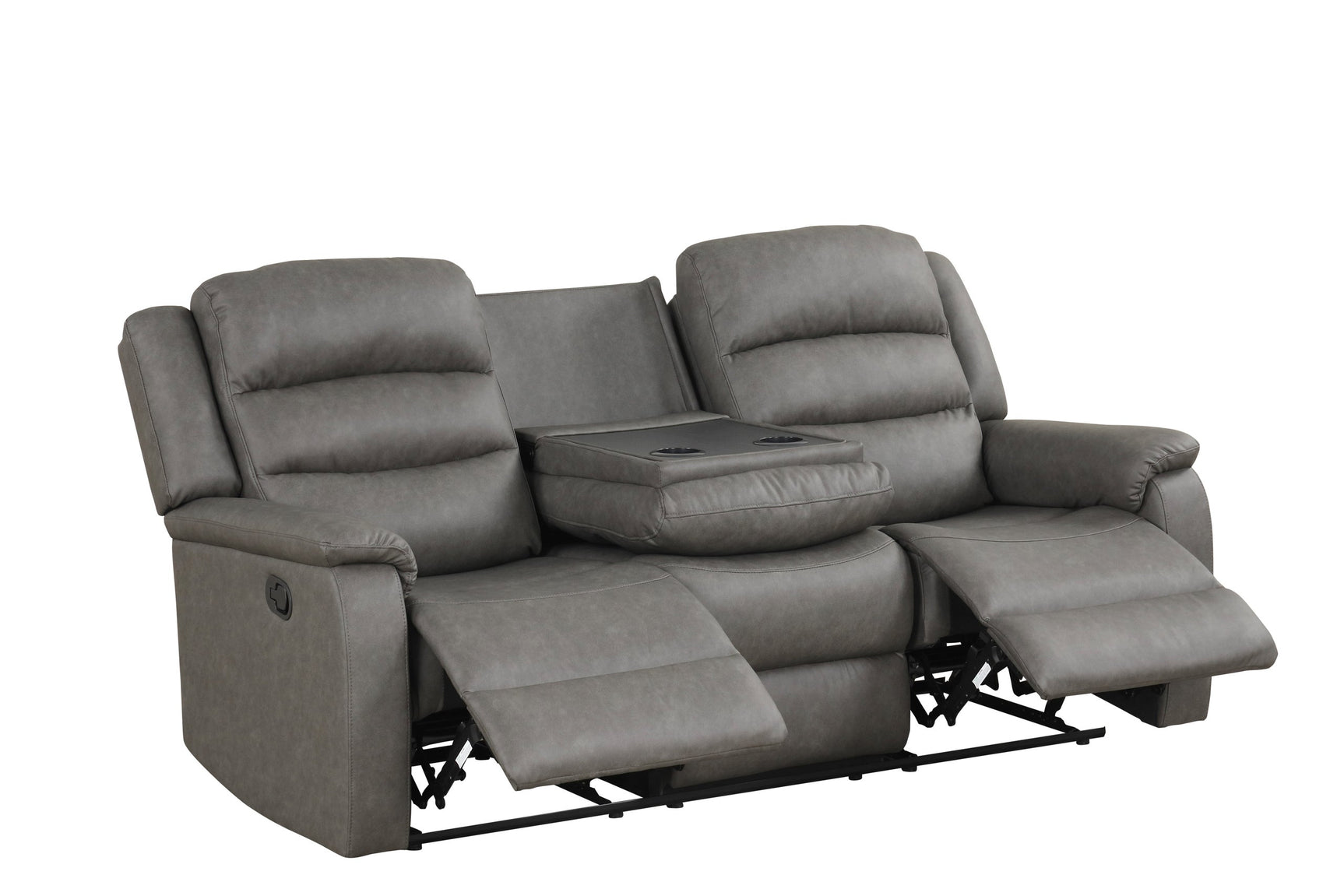 Hope reclining sofa showing drop-down table with cupholders
