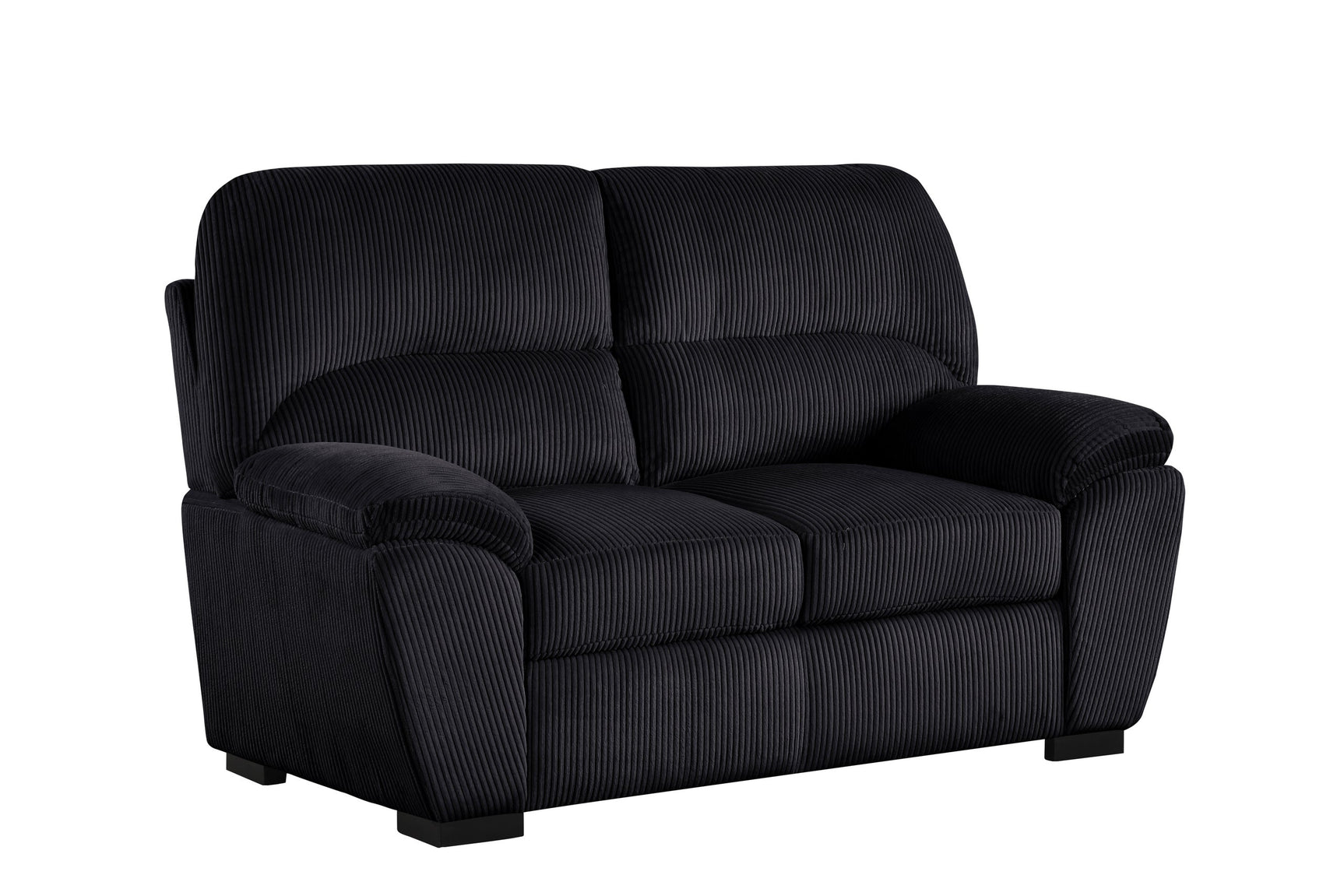 Tiffany black fabric 3-piece living room set alternate front view