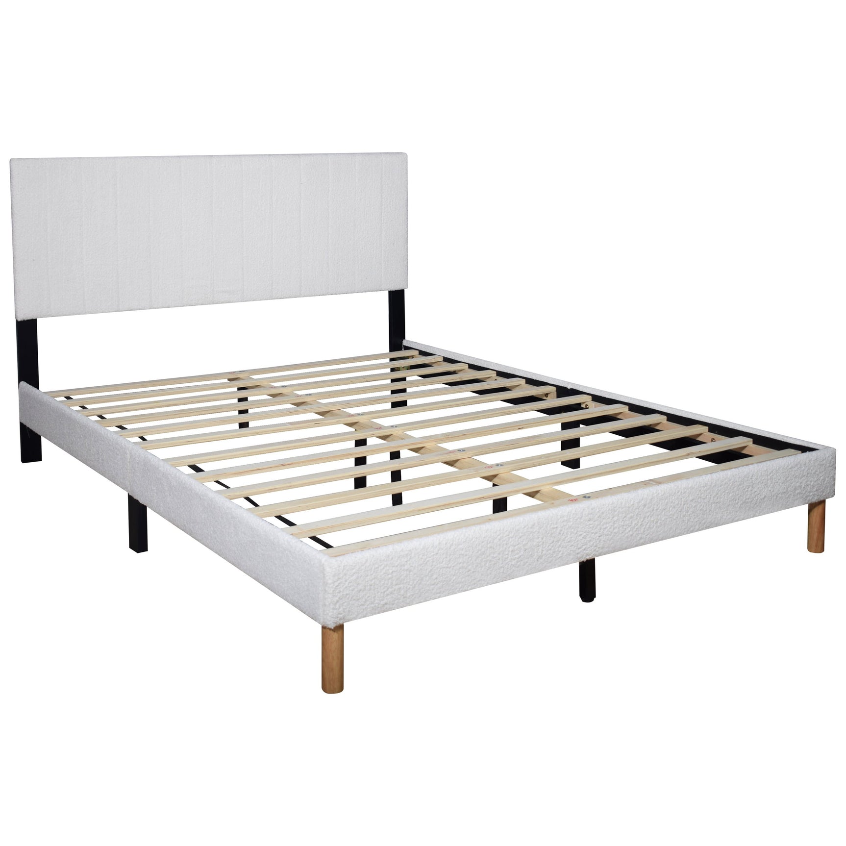Heiden bed side angle in white upholstery