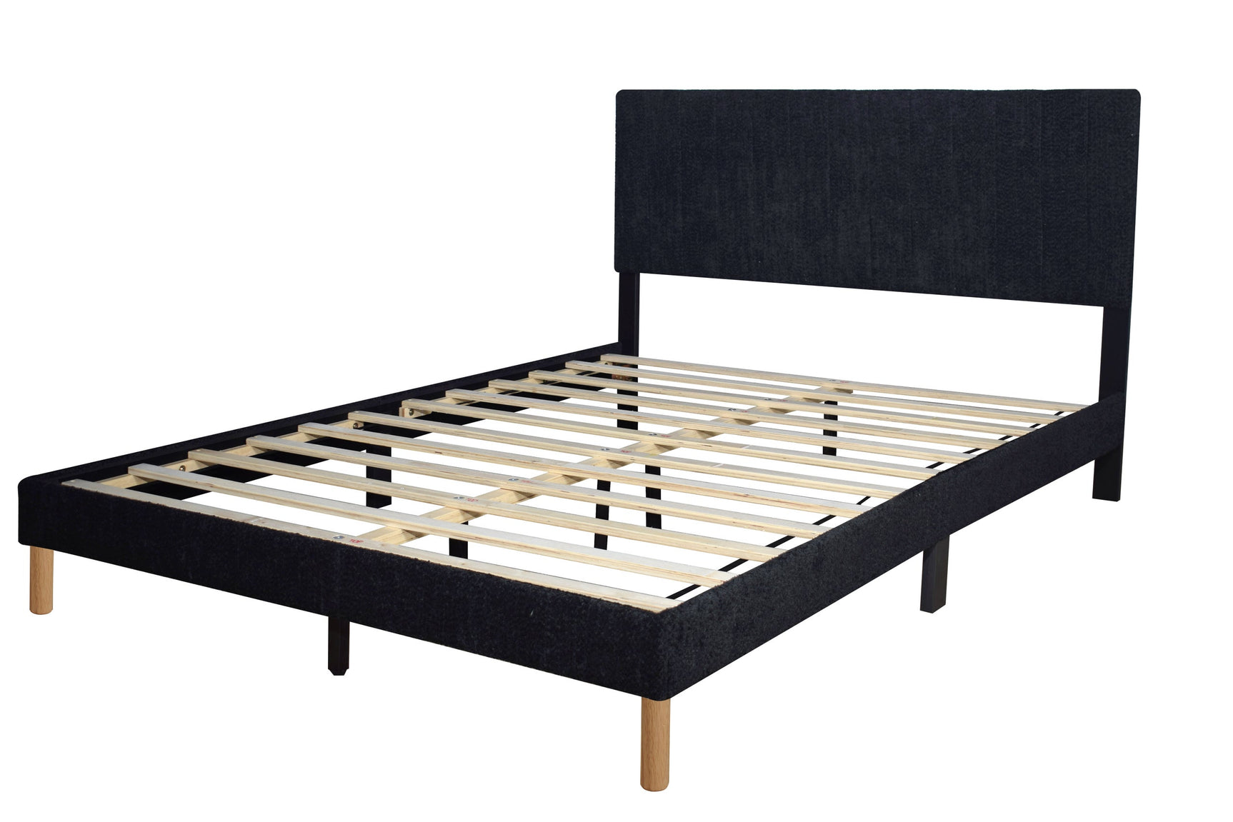 Side angle of Harry Black Upholstered Platform Twin Bed