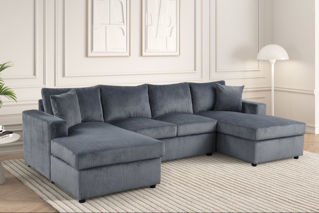 Terasa Gray Double Chaise Sectional sectional sofa front view