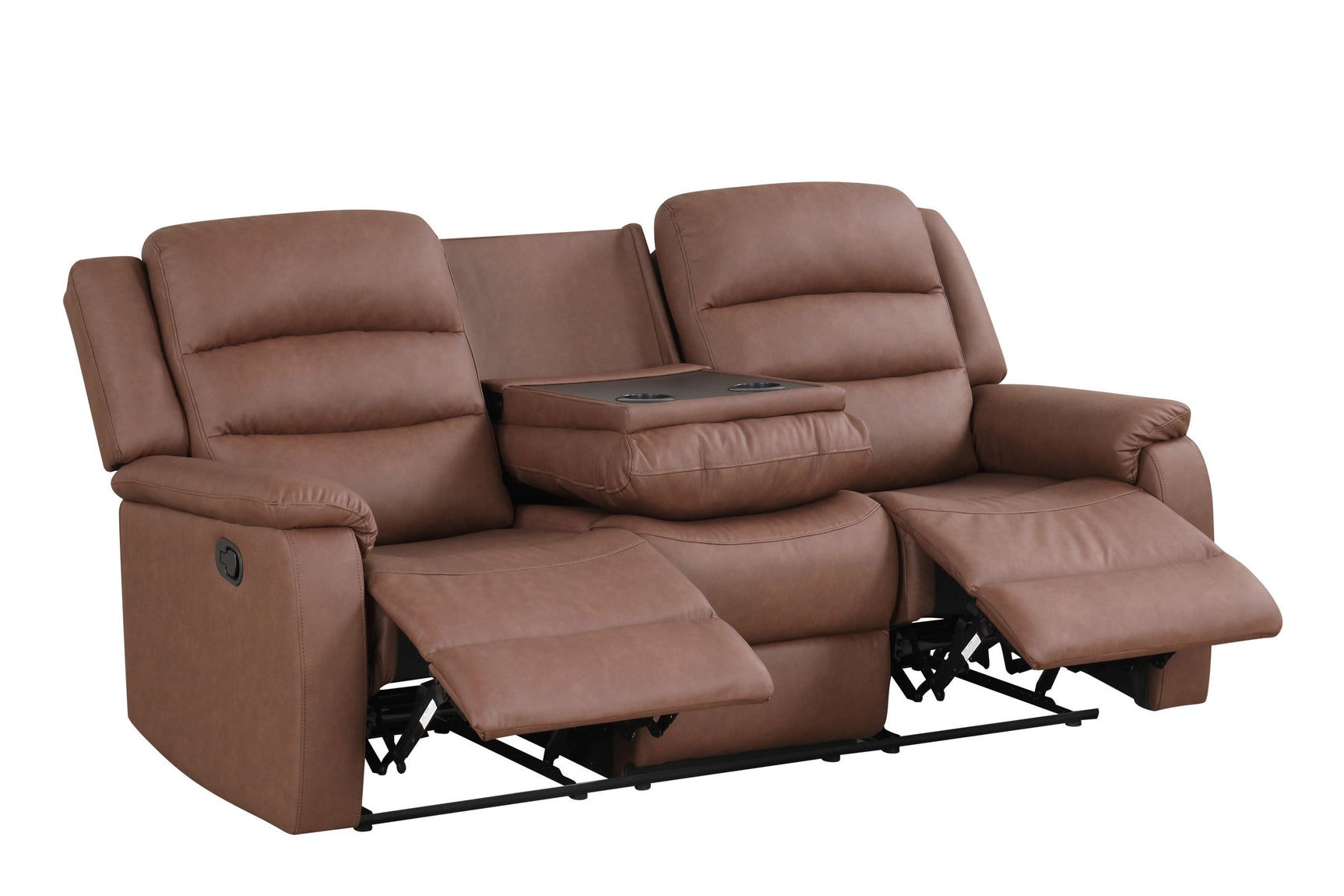 Recliner in extended position in Hope brown sofa set