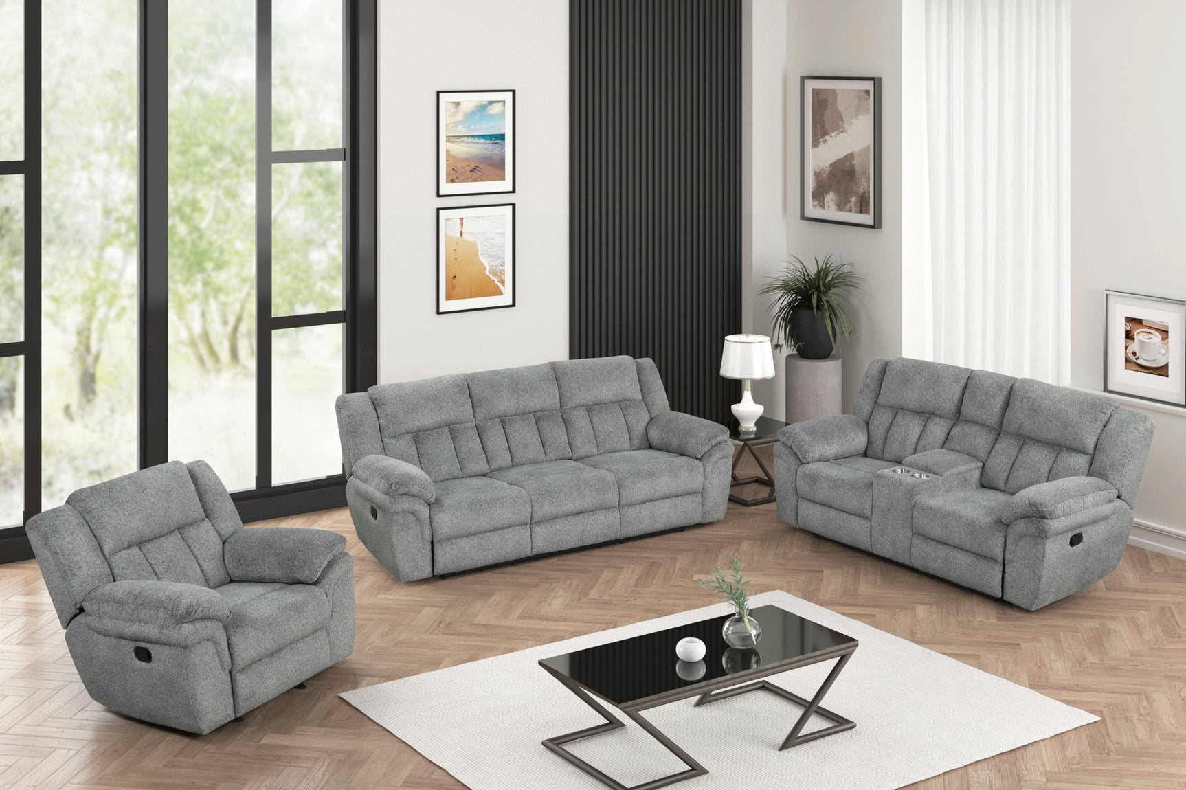 Detailed view of sofa drop-down table with 2 cup holders