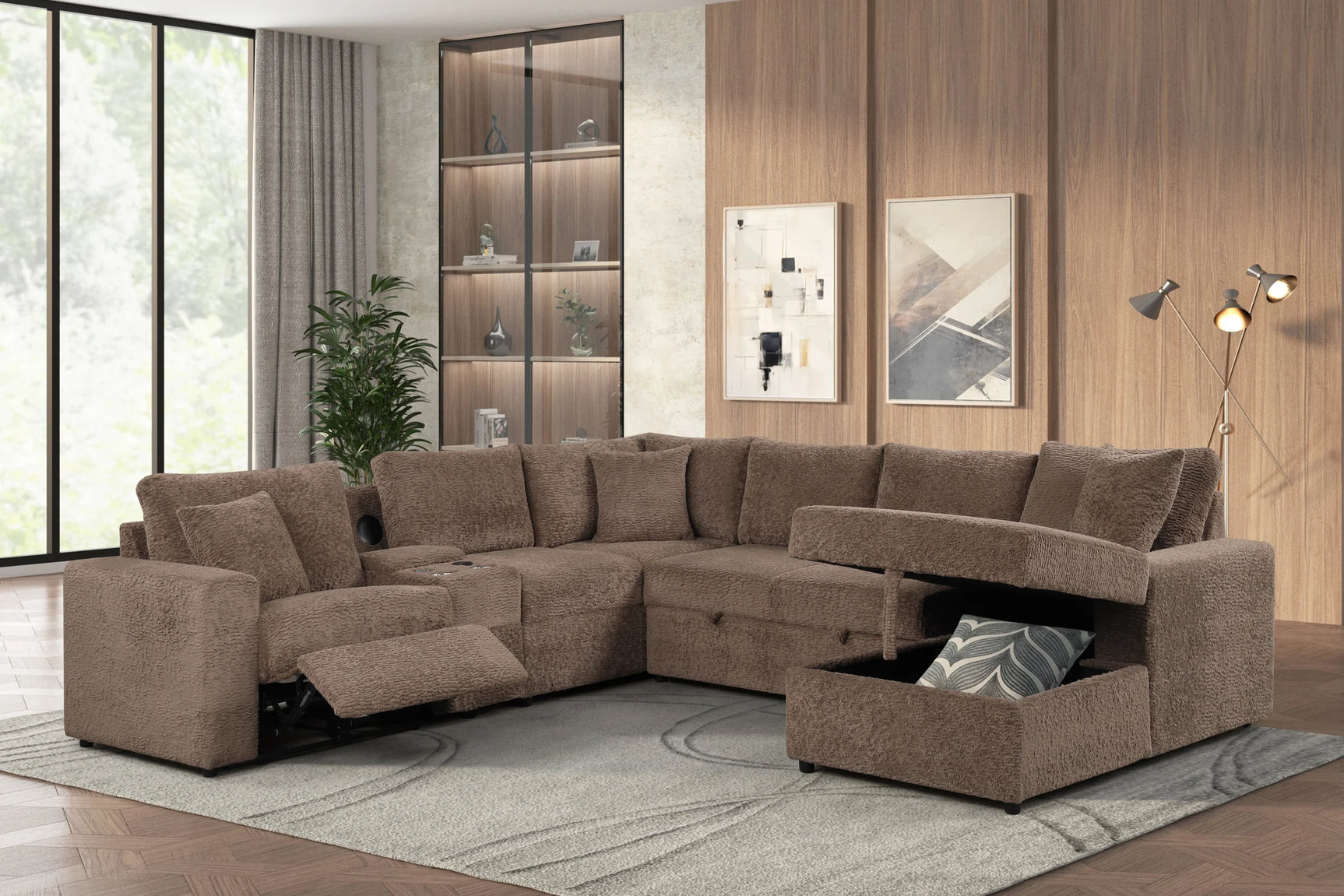 Side view of Hunter Mocha Sectional showing chaise