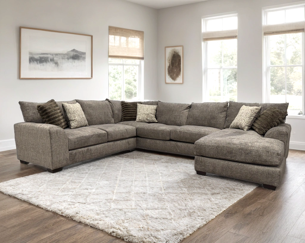Jean Taupe Oversized Sectional sofa side angle