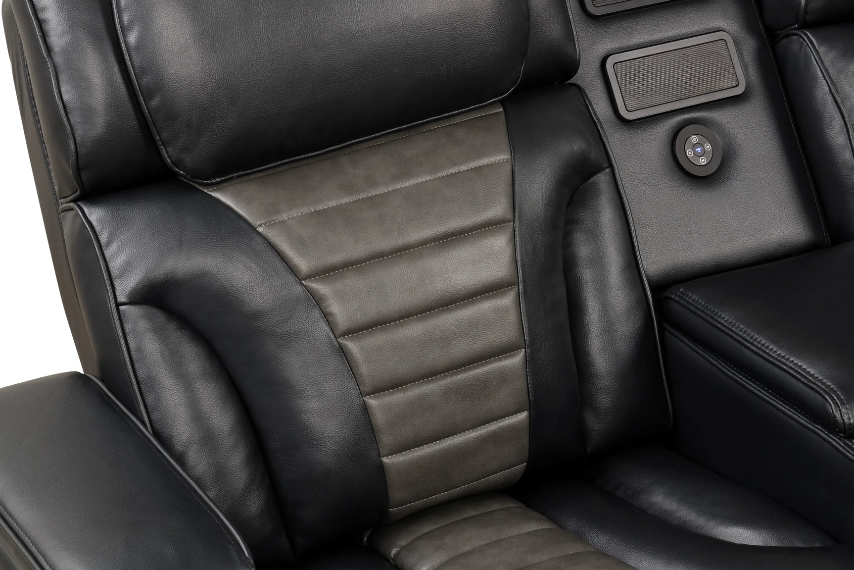 Close-up of Ibiza sectional wireless charging tray feature