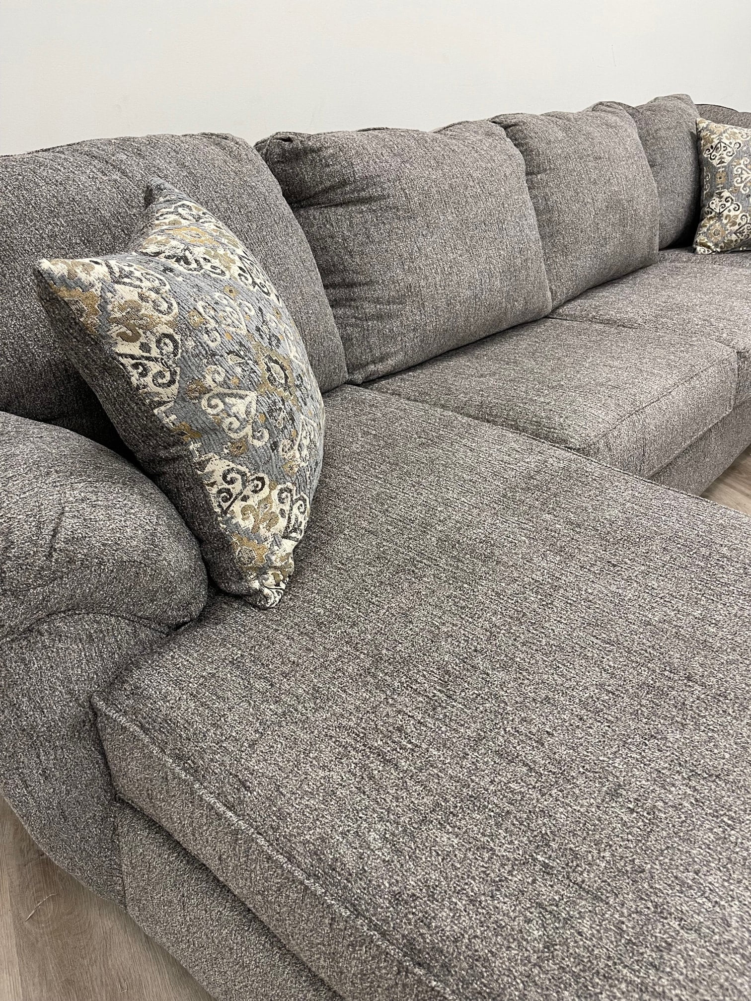 Main angled view of Brentwood Gray Chenille sectional sofa