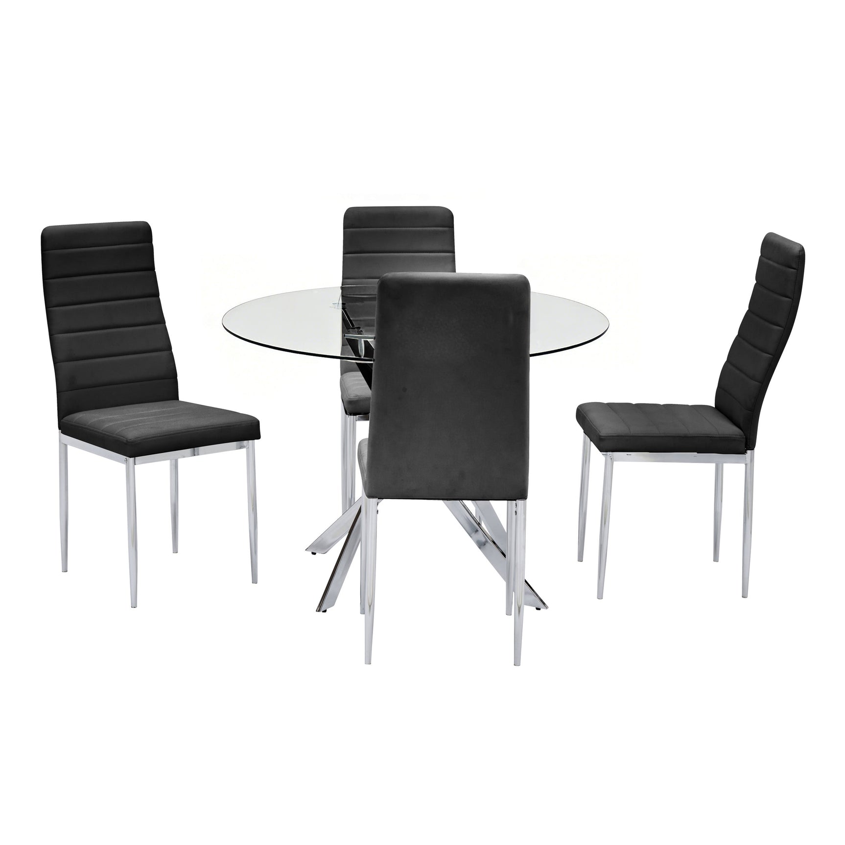 Room view of Diane Black Round Dining Room Set showing table and chairs in dining setting