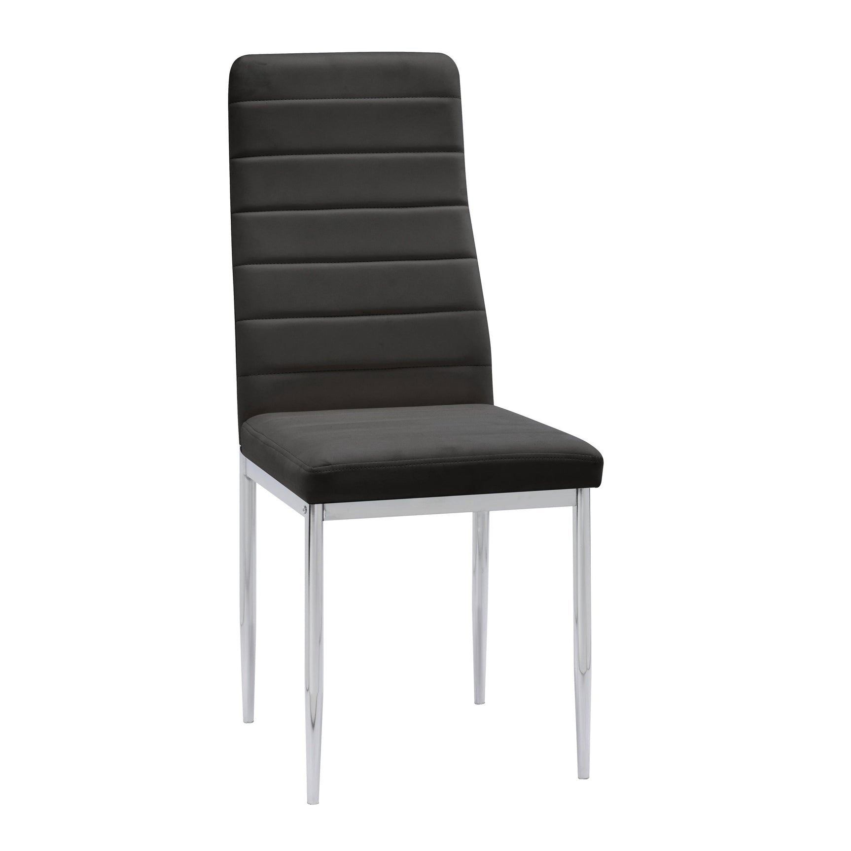 Detail view of Diane Black Round Dining Room Set showing black table frame and chair design