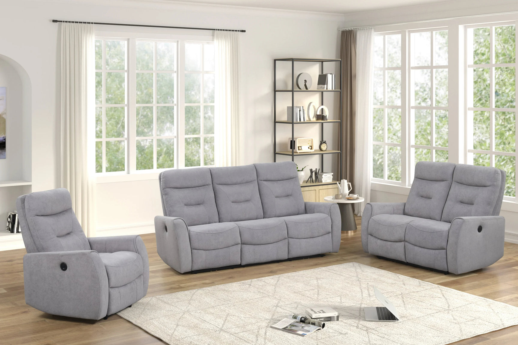 Nina Gray Fabric 3-Piece Power Reclining Set