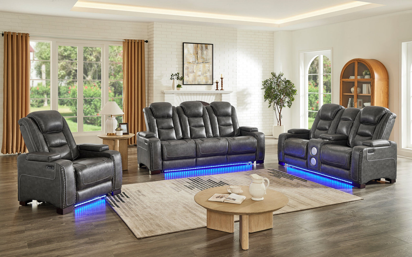 Tesla power reclining sofa side angle