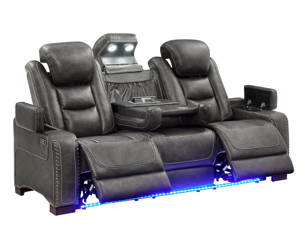 Tesla loveseat with Bluetooth speaker detail