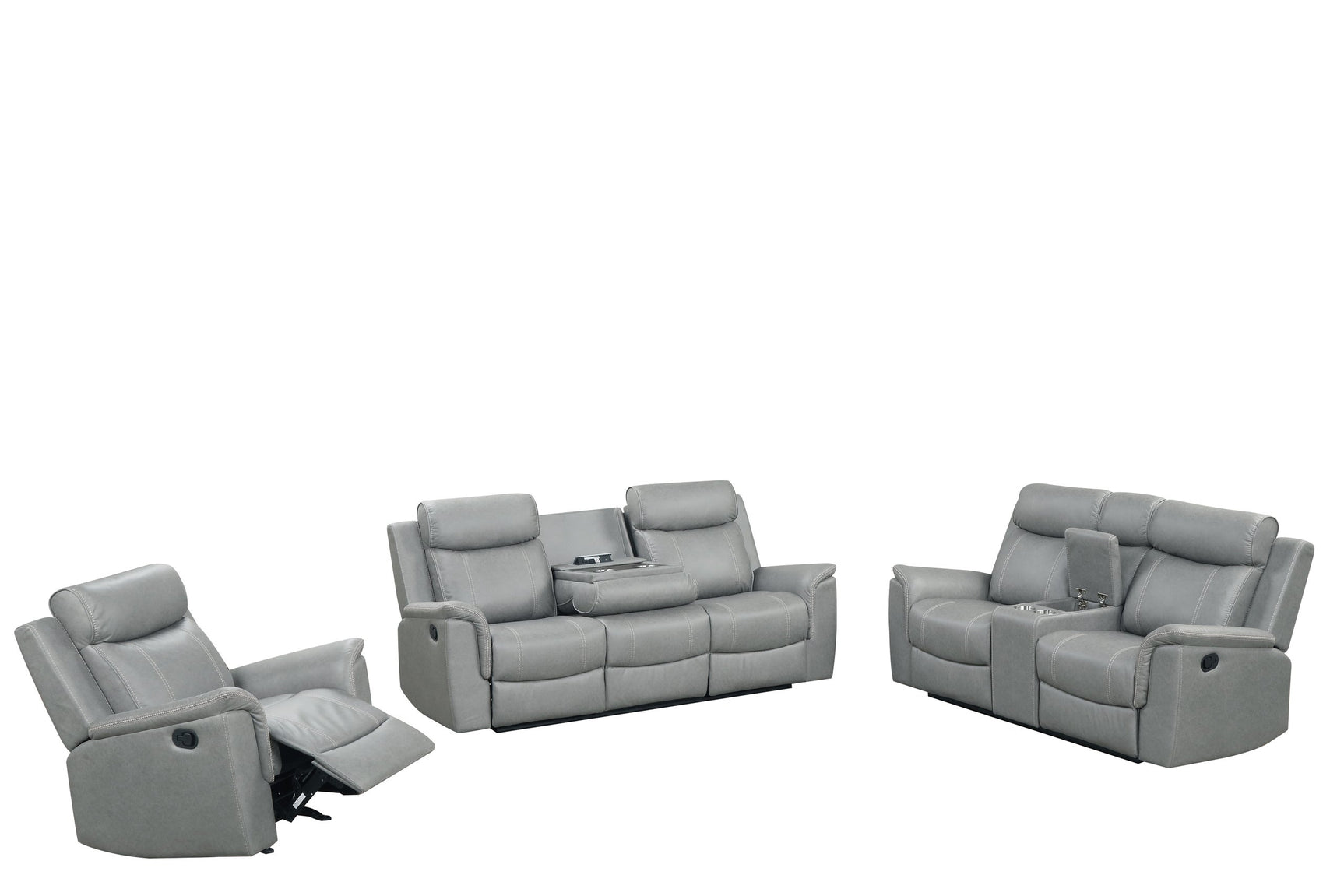 Side view of Sofia Gray reclining sofa