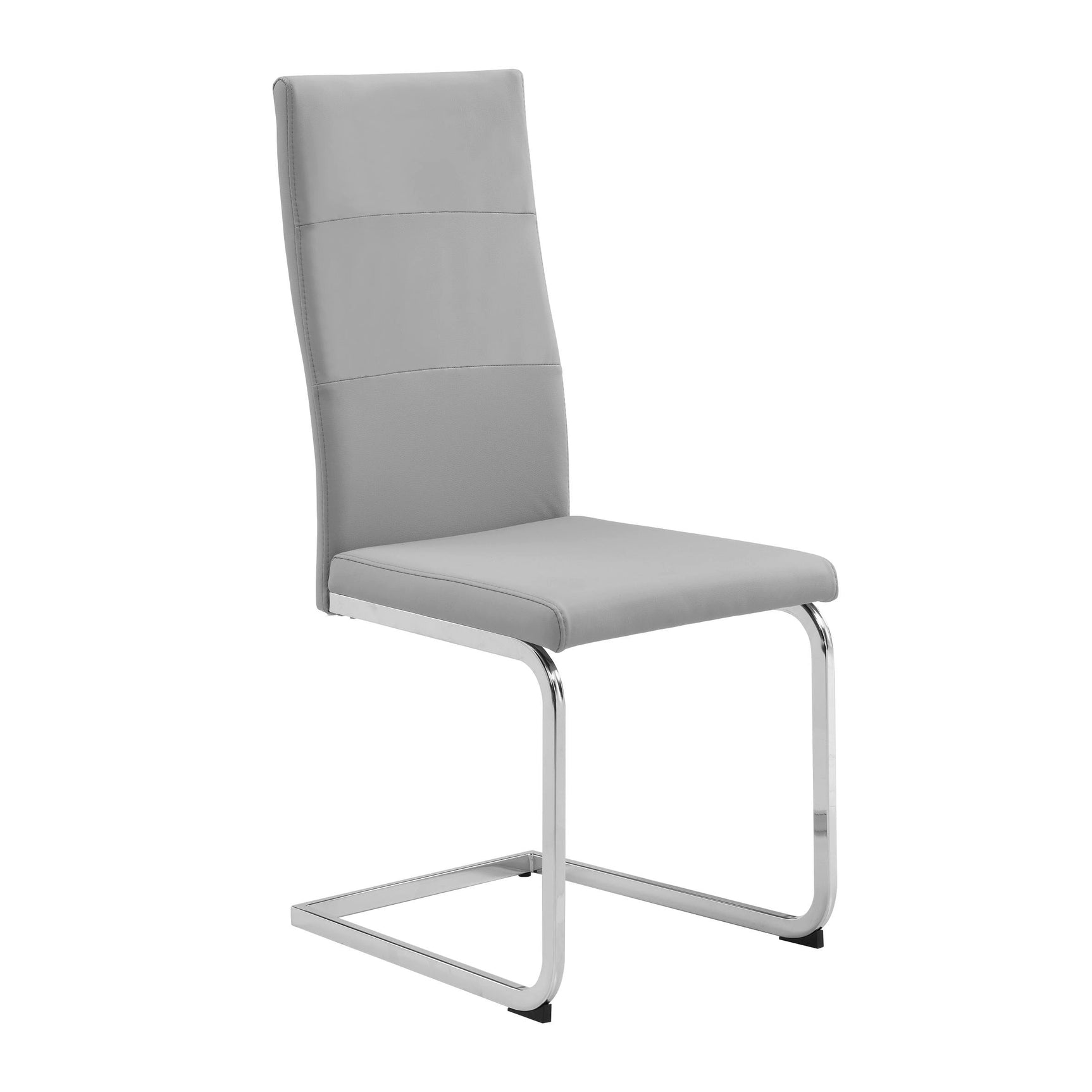 Side view of Dani gray glass dining table with chairs