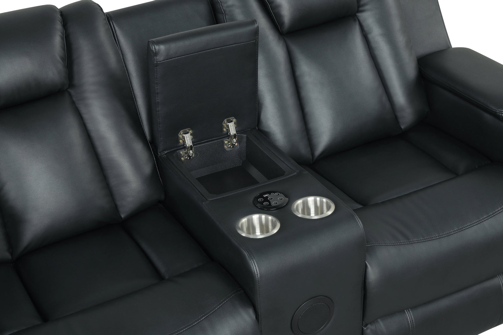Set showing power outlets and LED reading light