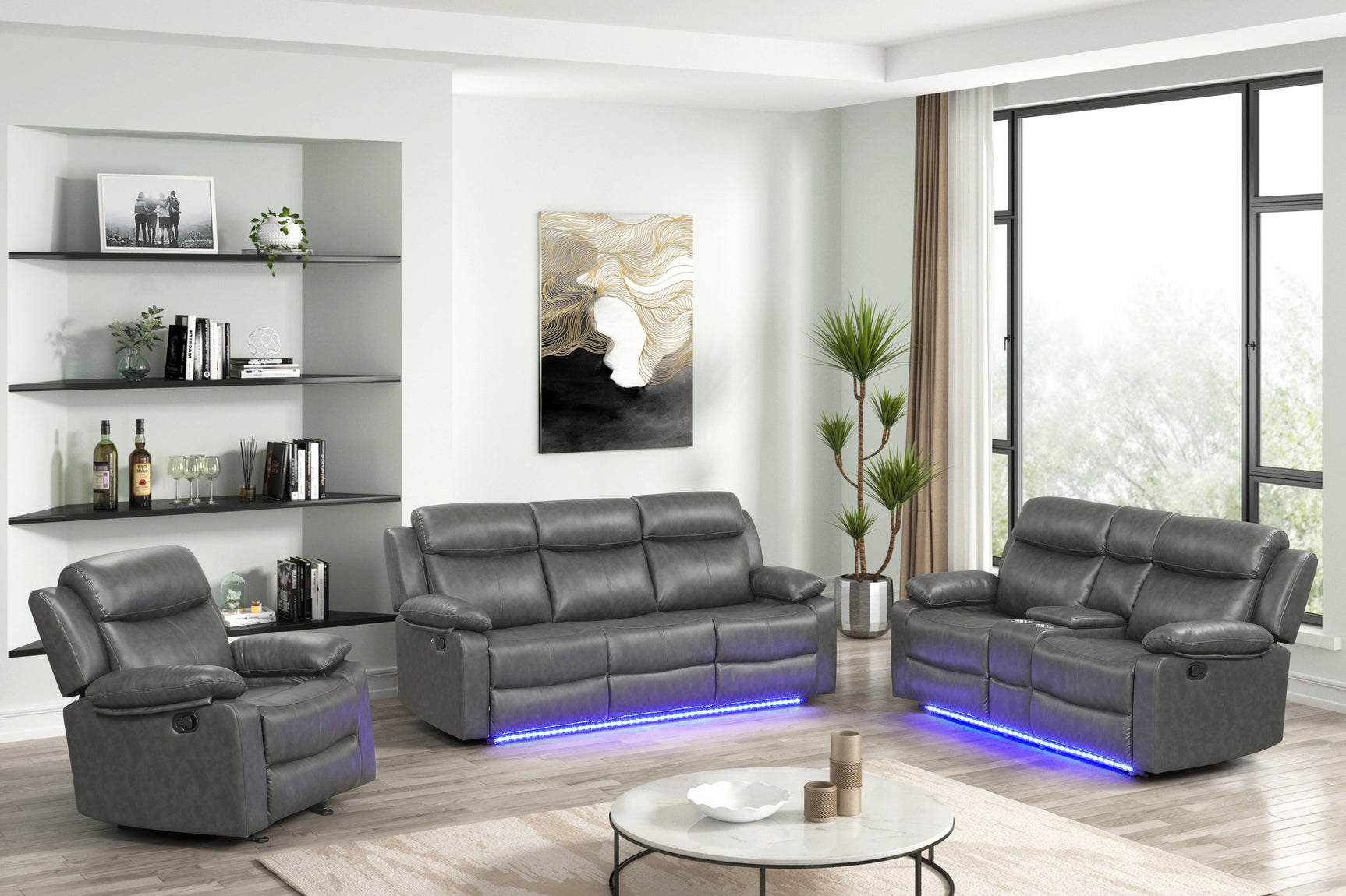 Aiden Gray loveseat with reclining feature side view