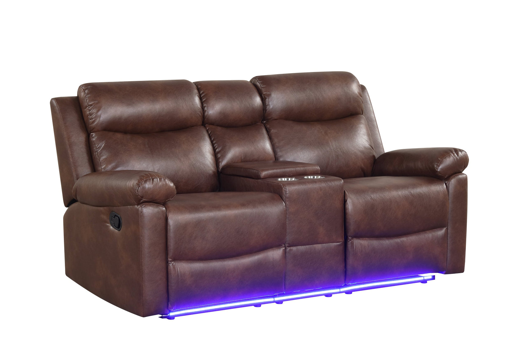 Isabel Espresso sofa footrest with LED lights on