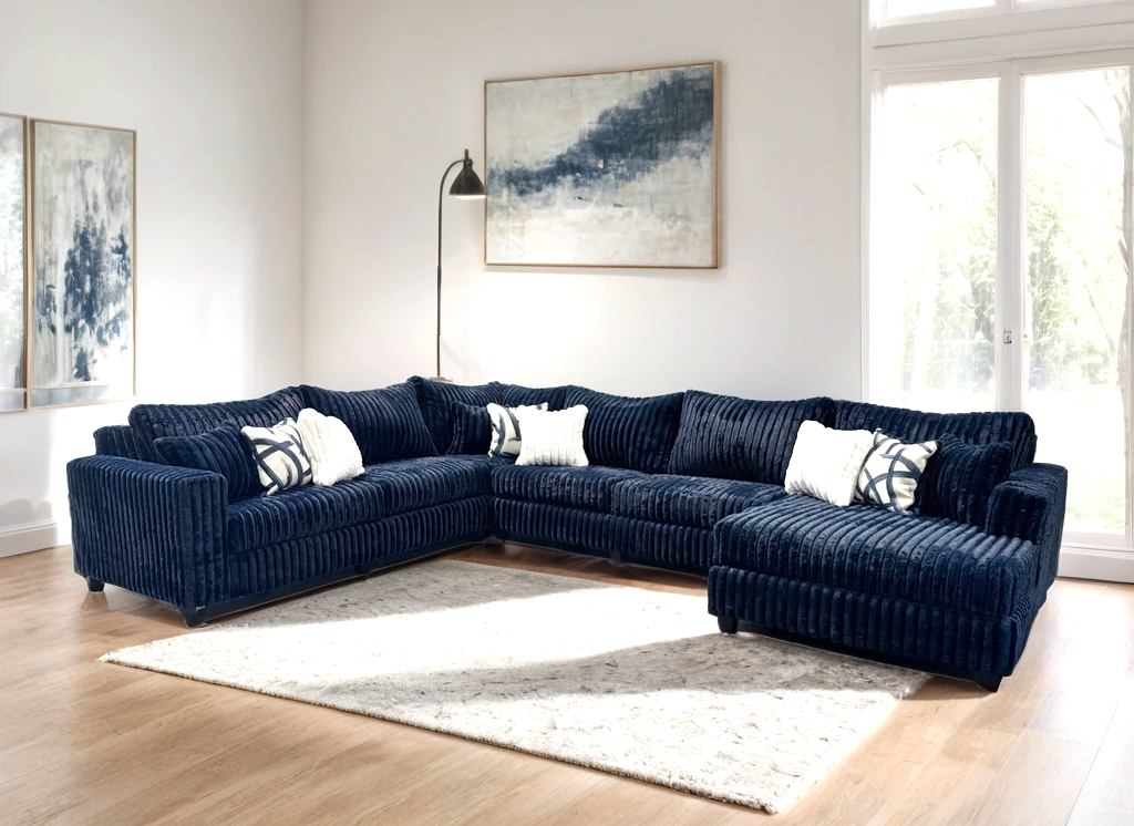 side view of Marlo Blue Oversized Sectional sectional sofa
