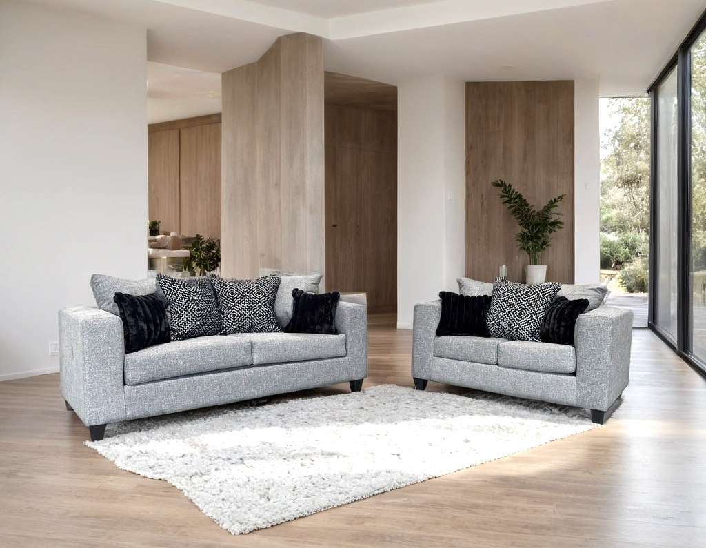 Monroe Gunmetal 2-Piece Living Room Set side angle view