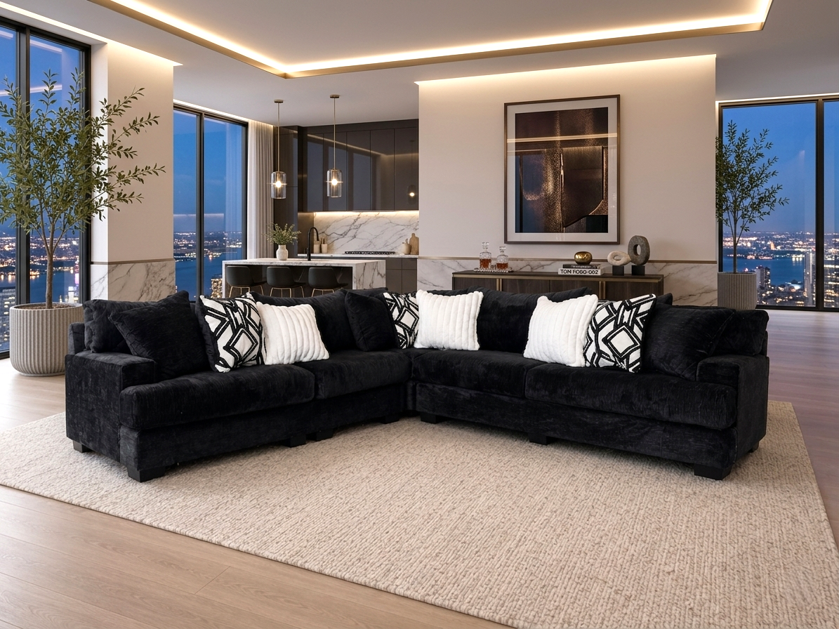Sally Black Oversized Sectional from Decor Furniture