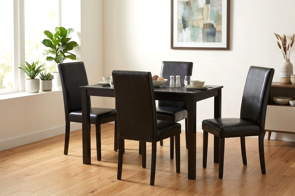 Donny Black PU Dining Table + 4 Chairs from Decor Furniture