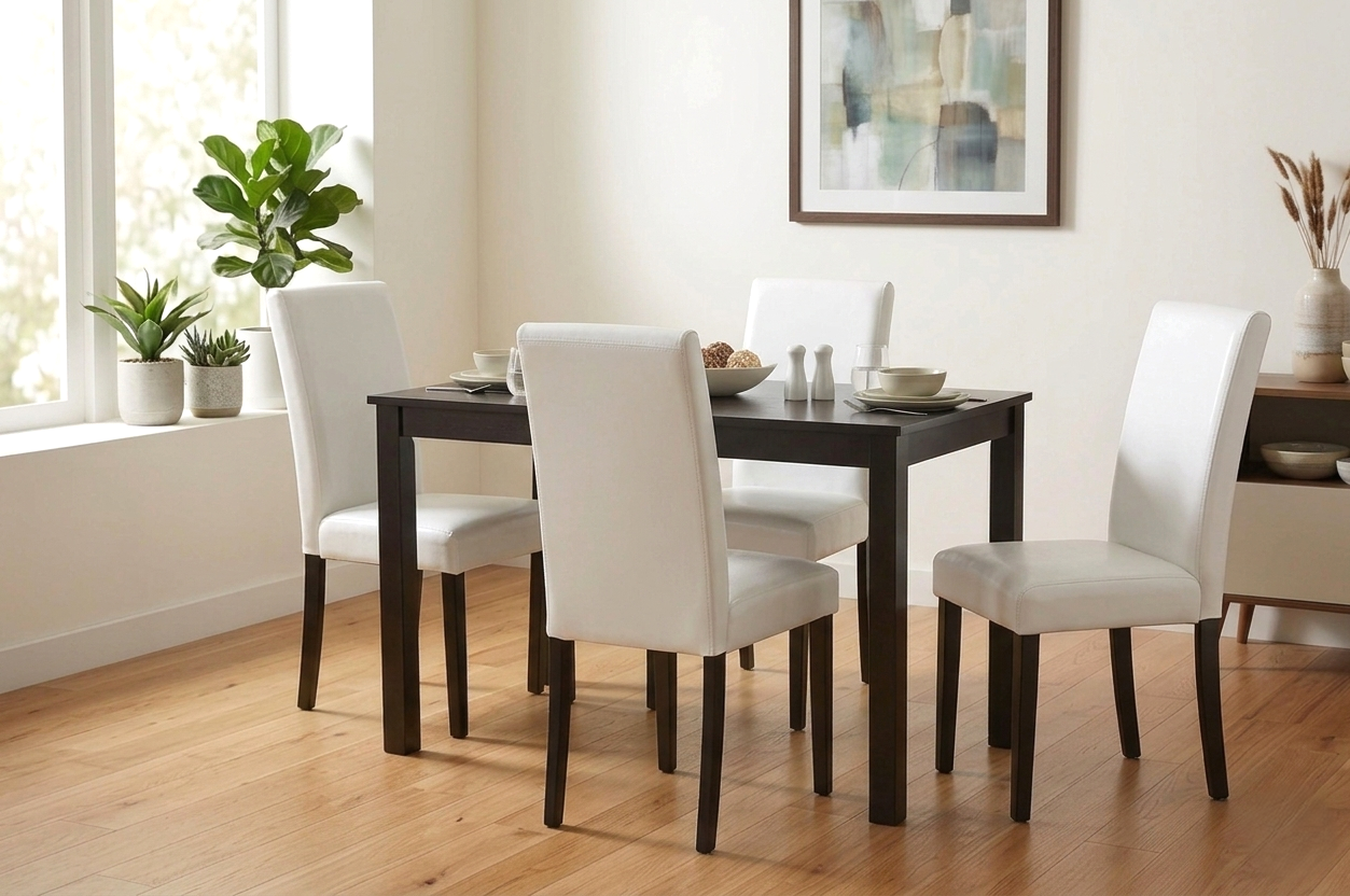 Donny White PU Dining Table + 4 Chairs from Decor Furniture