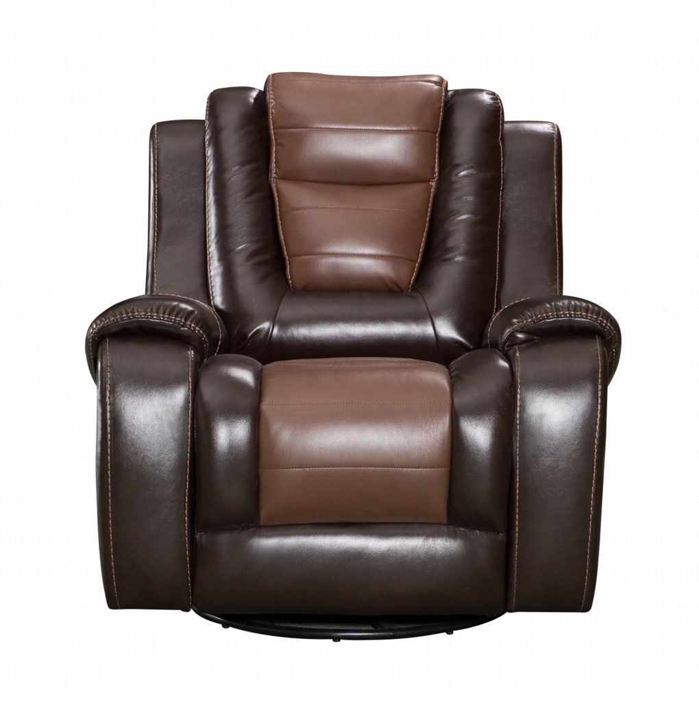 Jordan Brown 3-piece reclining set side view with ottoman