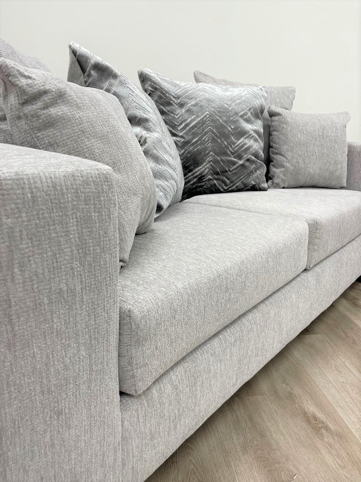 Side view of Dove Gray Fabric Sofa Loveseat furniture