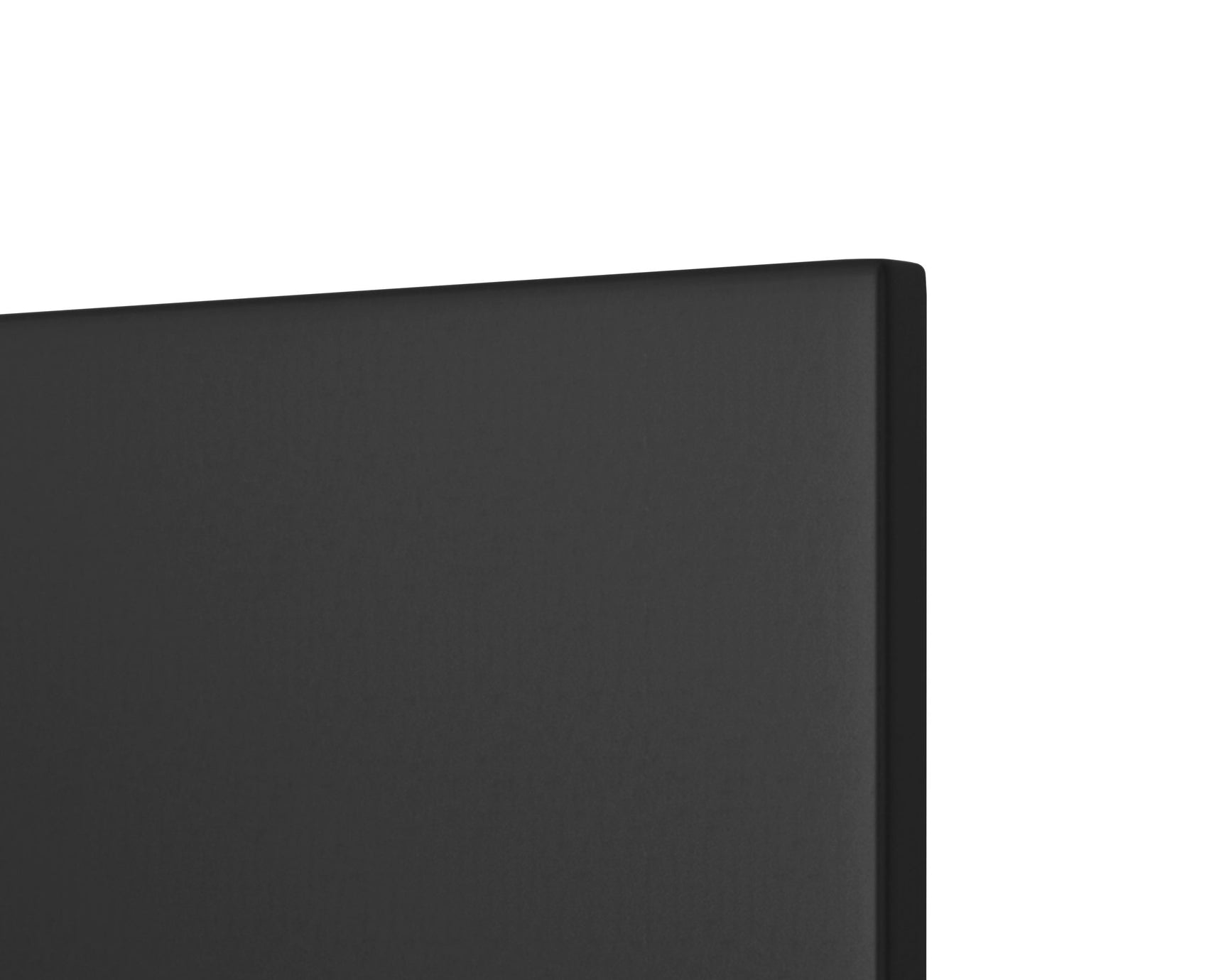 Latty black upholstered platform king bed angled view