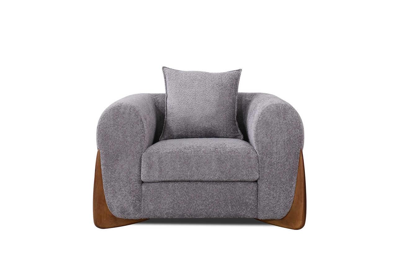 Stylus Pewter Upholstered Chair with armrest detail