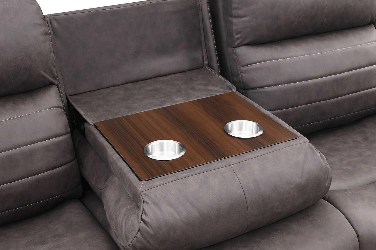 Max Brown reclining loveseat in brown microfiber side view