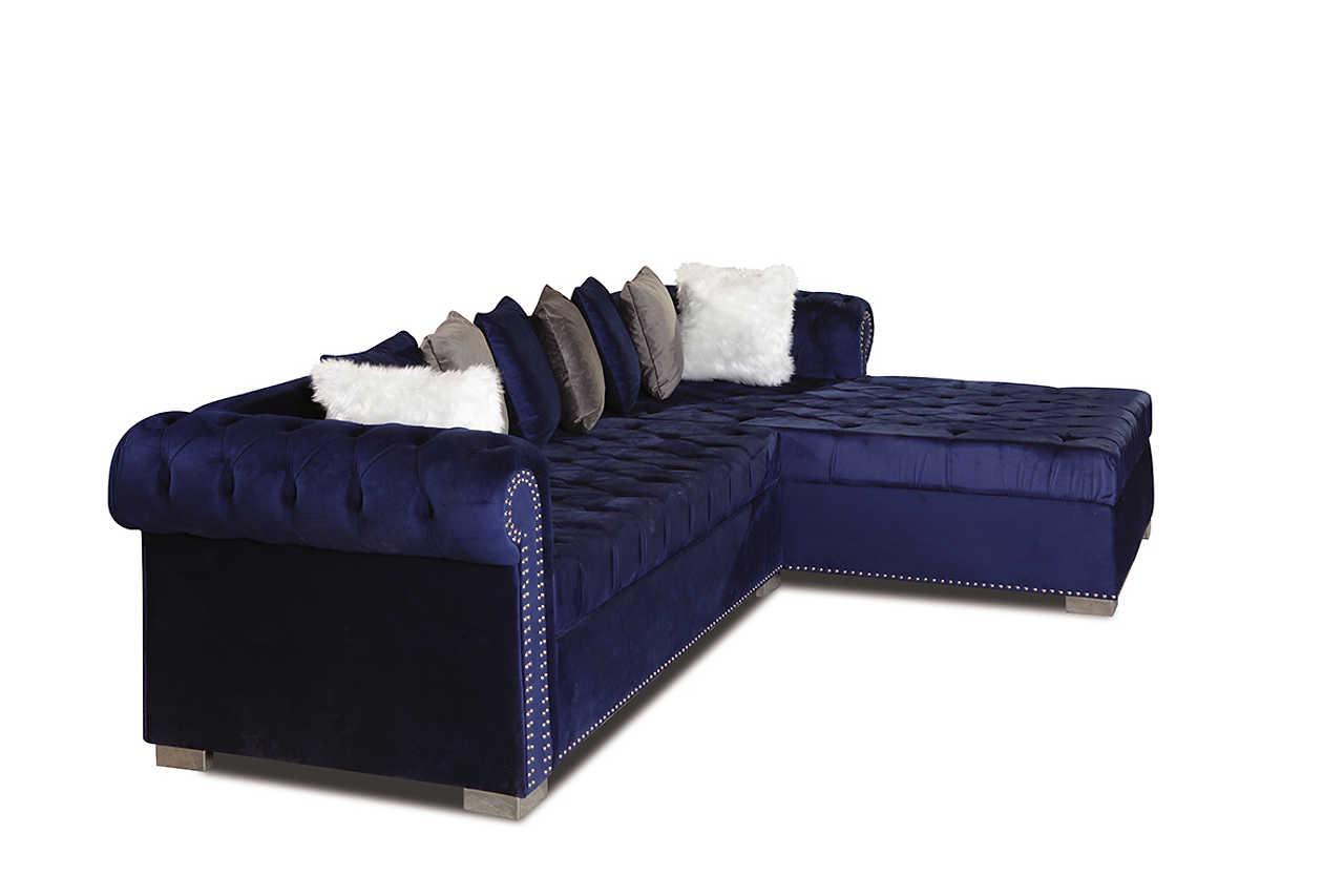 Room setting with Milan Blue Sectional sofa